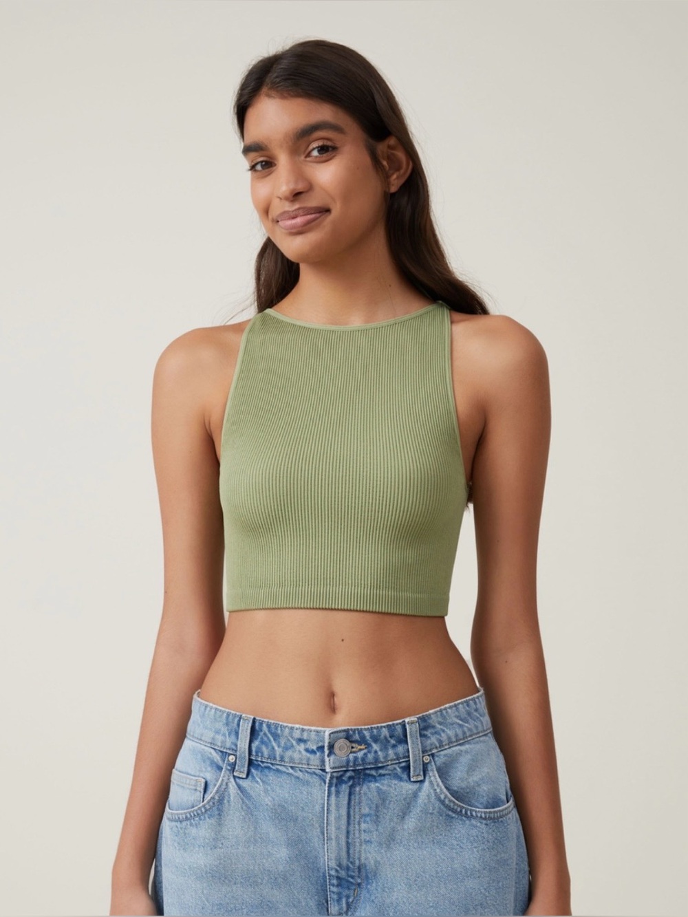 Cotton On Light Green Ribbed Tank (M/L)